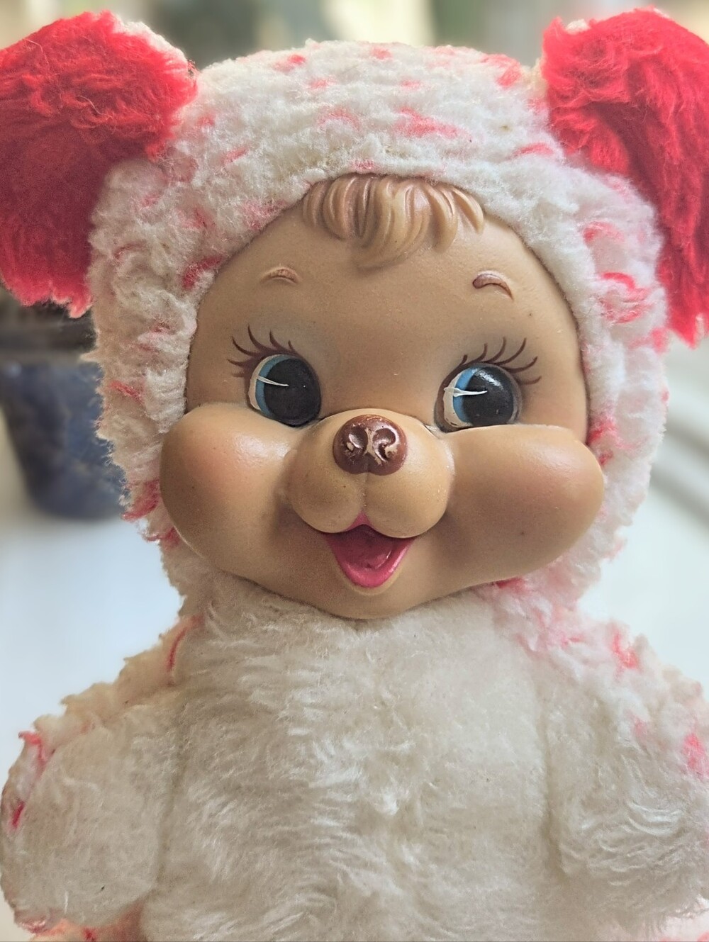 The Rushton Company Atlanta Ga PA. 9" Teddy Bear Plush Doll Rubber Happy Face
